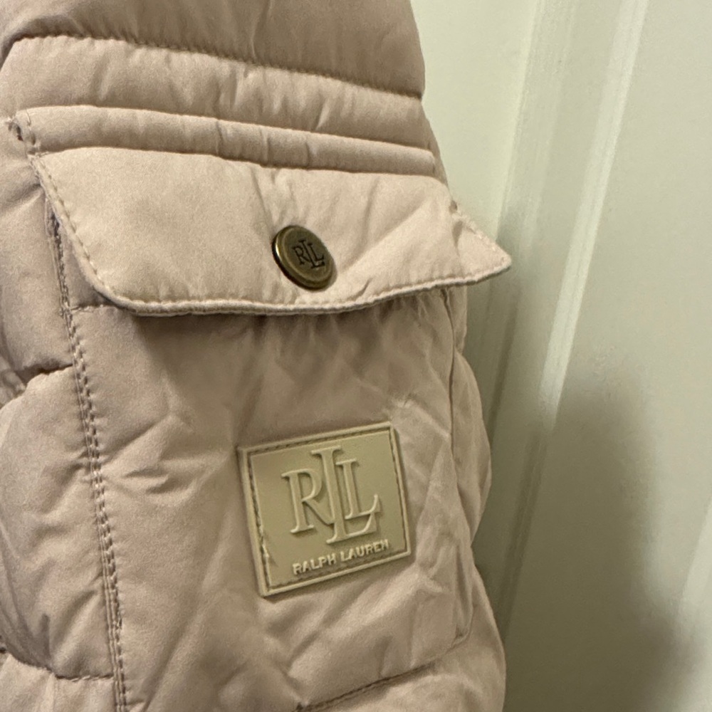 Ralph Lauren Light Beige Hooded Puffer Jacket, Women Size Large - Picture 4 of 11